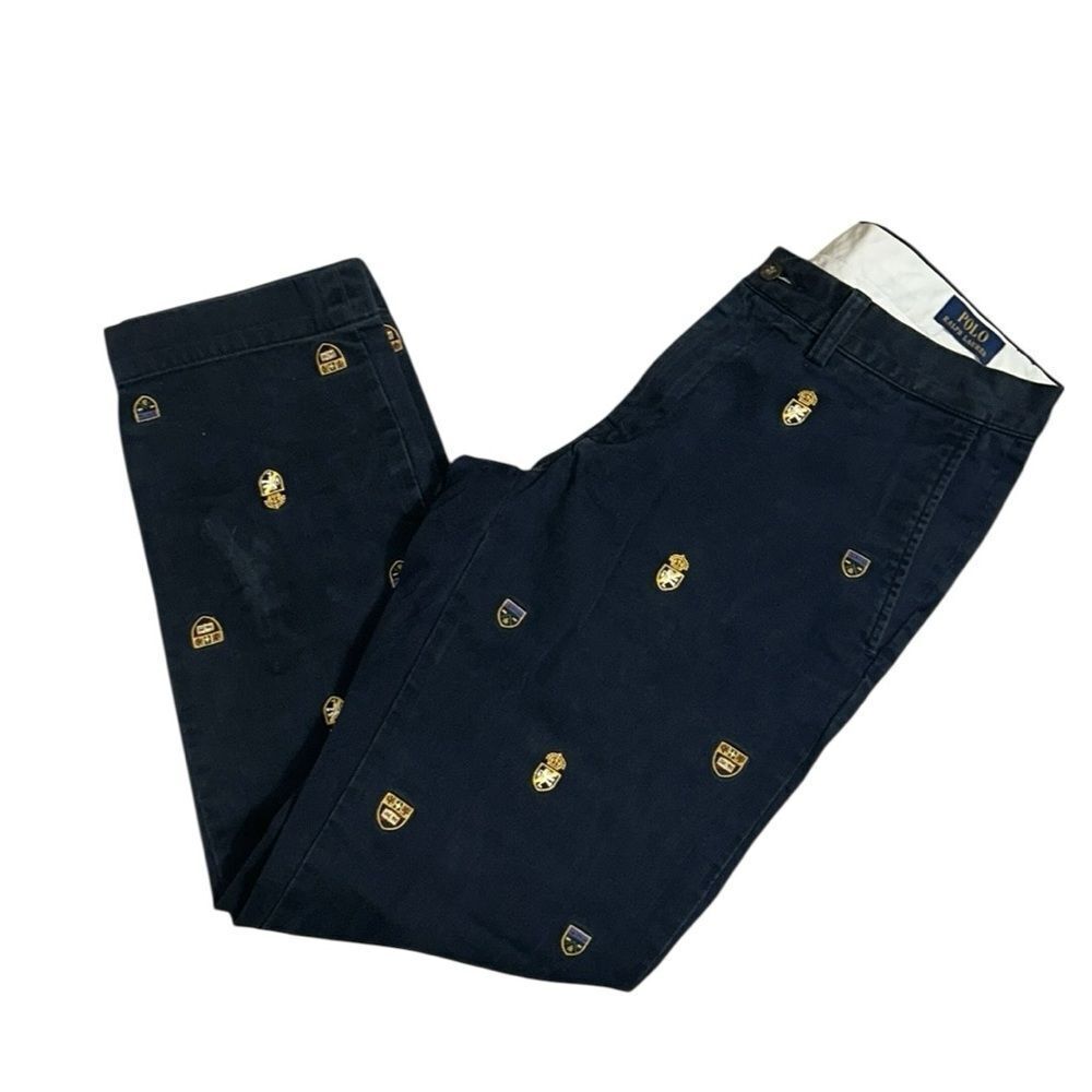 Polo Ralph Lauren Men’s Embroidery Print Navy Blue Pants(Size 33/32) - Picture 2 of 8